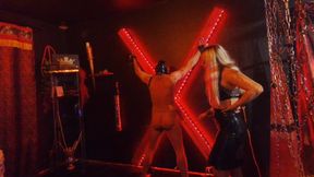 Merciless Cane Training in a Latex Skirt!