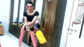 Cute sissy crossdresser femboy Sweet Lollipop in a cute little outfit.
