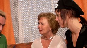 German vintage porn star enjoys pure orgie threesome