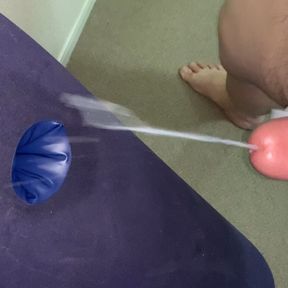 Small Penis With A Vibrating Massager Shooting A Load On An Inflatable Pillow