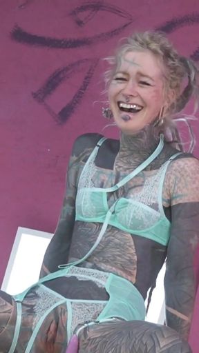 Behind the Scenes with Heavily Tattooed Skinny Girl Anuskatzz   Clip 3