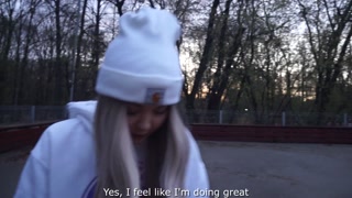 Slutty girl sucks everyone for joining a gang of skaters