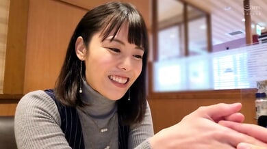 Amateur Japanese girl in gray sweater gets a bukkake facial
