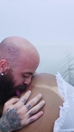 Key moment from &quot;Naughty Guys on the Couch Sucking Each Other&#039;s Cocks While the Trans Woman Satisfies Herself by Giving Her&quot;