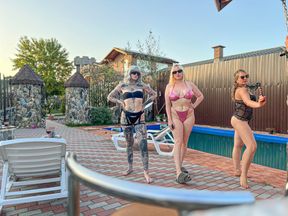 Hot MILF gets whipped at the poolside