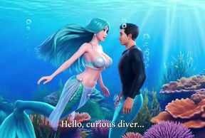Underwater fantasy where a diver discovers a mesmerizing mermaid