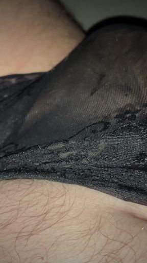 Pulsating cock cum in panties - I wank in my wife's panties when she is at work   Clip 1