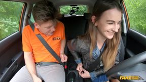 Teen Czech Brunette Explodes with Desire in Outdoor Car