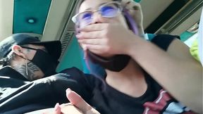 Blowjob and fucking with creampie in public service bus - BlakeProductions