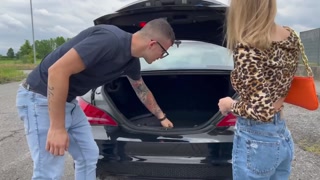 Pov Car sex: Italian girl buys a used car and the seller. Dialogues in Italian