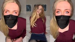 Skinny Blonde teen femboy masturbating