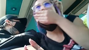 Blowjob and fucking with creampie in public service bus - BlakeProductions