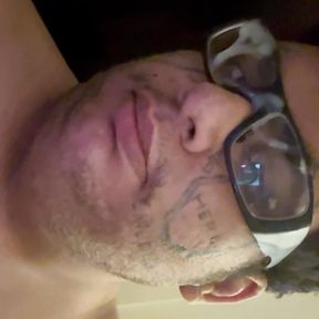 Fat naked cum on glasses.