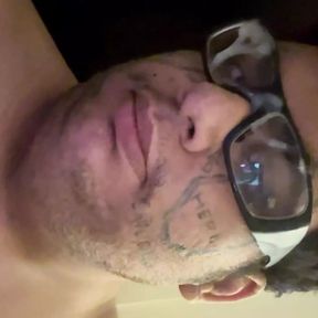 Fat naked cum on glasses.