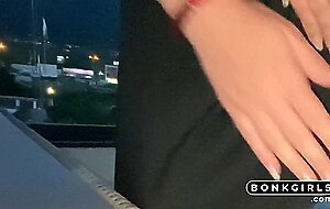 Big Tip Leads to a Wild Rooftop Cafe Fuck with a Busty Waitress