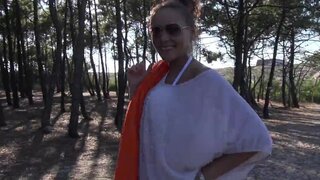 Nudist girl with a tight body shows off her goodies