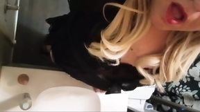 Sissy gurl Carrie quietly masturbating in the bathroom