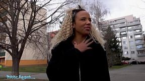 Public agent Ebony Dutch babe gets deep throat from big cock&#x1F32D; in POV
