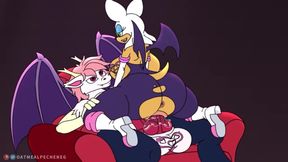 Furry Rouge the Bat gets a huge load on her big animated ass