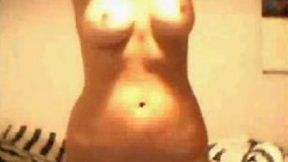 Delicious brunette chick flashing her petite bobies on webcam