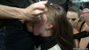 ”Tiny whore throat ravaged in public”