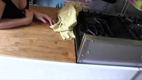 sudden insertion of toys and a grinding, tongue happy switch to play time! Watch kitchen...