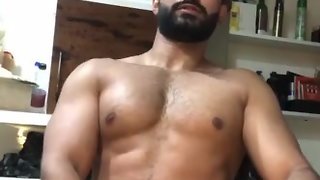 Attractive stud fucking off his fat dick