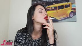 Italian beauty loves smoking cigars