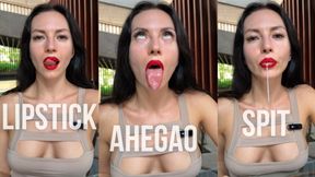 Red Lipstick Spit & Drool Worship - Lips Fetish Tease