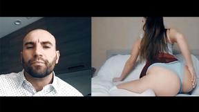 ”step daddy punishes stepdaughter by demanding that she spank herself”