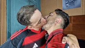 Two soccer players kissing passionately - BY CARLOS HERNANDES AND GABRIEL LEON - CLIP 2