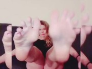Feet and pussy worship , crotchless panties