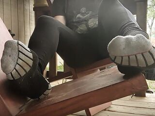 Impure Foot Tease from Ginger In Ebony Vans And Tights