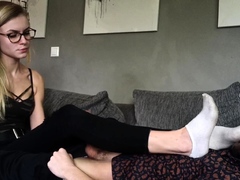Hot blonde enjoys foot fetish sex