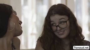 Giving my new TS neighbor a warm blowjob