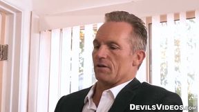 Kenzie Taylor's massive jugs stuffed in her office - reverse cowgirl action!