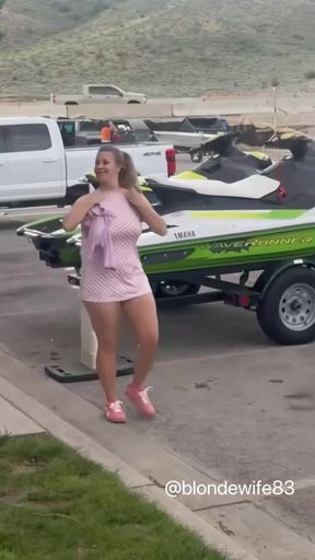 Amateur with big tits shows off her round