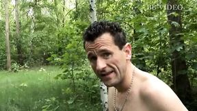 German brunette spreads a sheet outdoors to try out new positions as she gets penetrated