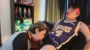 Cute femboy sucks big 20cm Latin twink cock