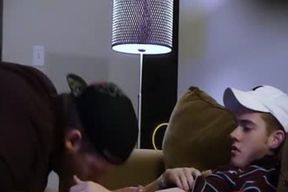 Skaden Sucks large Straight twink weenie On sofa