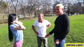 Busty stepdaughter Didi Zerati gets fucked in public park