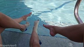 Wet Feet Play Poolside with Tickles