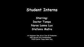 Nurse Lenna Lux Examines Standardize Patient Stefania Mafra While Doctor Tampa Watches During 1st Day of Student Clinical Rounds At GirlsGoneGyno Reup