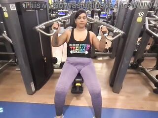 Wet Workout: No Panties to Tease the Trainer and Sweaty Jerk Off at Home