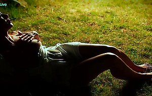 Smoking sandra romain fingering her twat at the park —