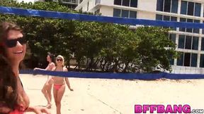 Beach BFFs get gangbanged and covered in cum