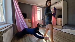 An exhausted Alina struggles to free her legs