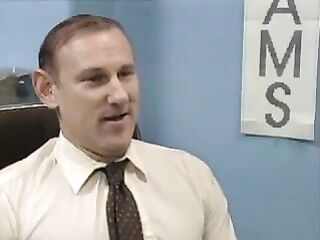 Old boss at desk job getting a blow job-job