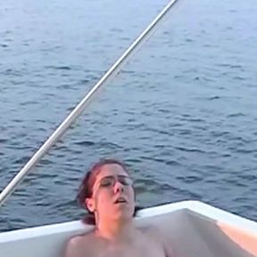 Three horny amateur lesbians eat each others pussies and masturbate while on a boat trip