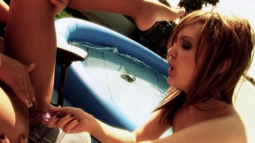 Her friend Valery has always wanted to try out lesbian sex, and they head to a sunny chair...